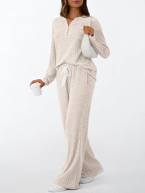 LILLUSORY Womens 2 Piece Lounge Sets Matching Airport Travel Outfits 2025 Winter Clothing Fall Pajamas Sweat Suits Pockets Apricot M