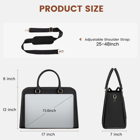LOVEVOOK Laptop Bag for Women Tote Bag Large Capacity Work Bags Computer Bag Briefcase Lightweight Handbag Canvas Shoulder Bag for Office College Casual 15.6 Inch-black LOVEVOOK