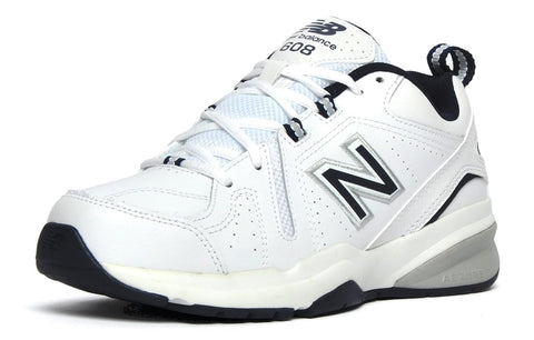 New Balance Men's 608 V5 Casual Comfort Cross Trainer, White/Navy, 10.5
