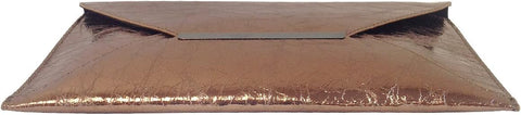 JNB Crushed Metallic Envelope Clutch, Bronze JNB
