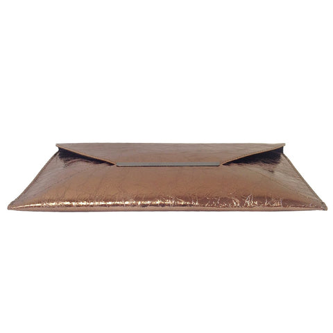 JNB Crushed Metallic Envelope Clutch, Bronze JNB