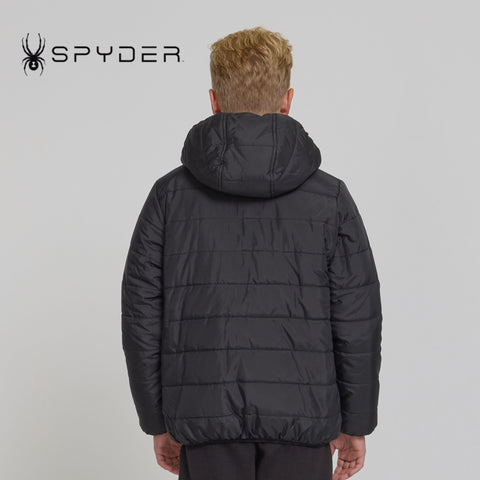 Spyder Reversible Boys Puffer Jacket - Fleece Lined Puffer Coat with Hood, Sherpa Winter Kids Outerwear, Sizes 4-20