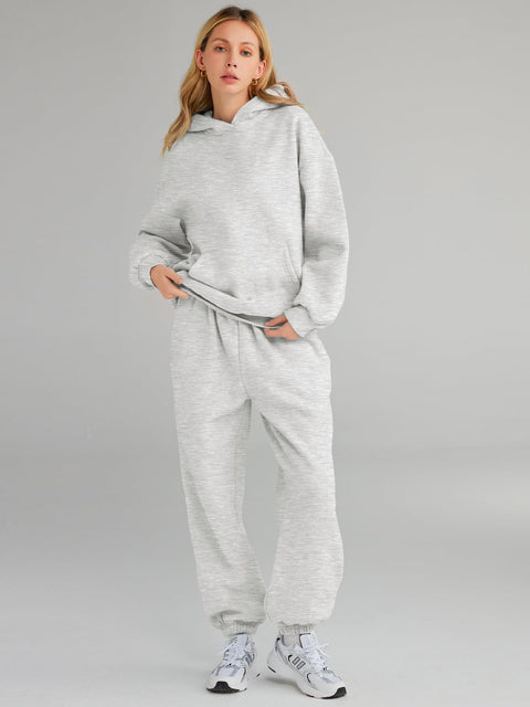 AUTOMET Women 2 Piece Outfits 2025 Plus Size Fall Fashion Airport Travel Pants Lounge Set Leisure Vacation Winter Clothes Sweatsuits Grey M