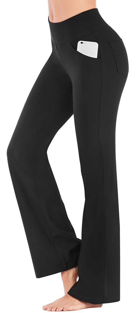 IUGA Bootcut Yoga Pants with Pockets for Women Wide Leg Pants High Waist Workout Pants Tummy Control Work Pants 4 Pockets IUGA