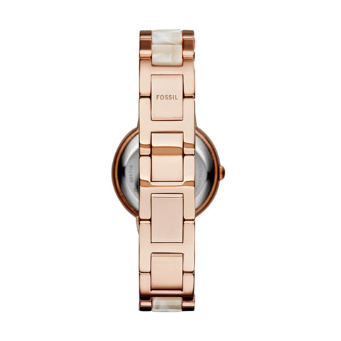 Fossil Women's Virginia Quartz 30MM Rose Gold/Horn Acetate Watch - Elegant Watches for Women