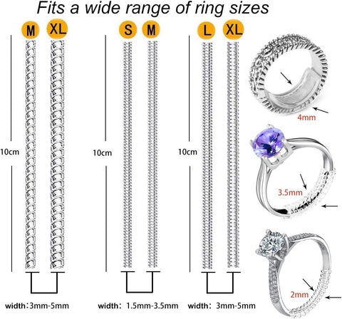 Ring Sizers for Loose Rings, Eiito Ring Size Adjuster Spacers or Tightener, Invisible Guards, 6 Sizes Fitter, Resizer Fit Almost Any Rings, Reduces Size by 0.5-1.5 Eiito