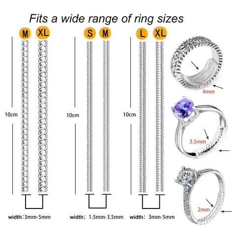 Ring Sizers for Loose Rings, Eiito Ring Size Adjuster Spacers or Tightener, Invisible Guards, 6 Sizes Fitter, Resizer Fit Almost Any Rings, Reduces Size by 0.5-1.5 Eiito