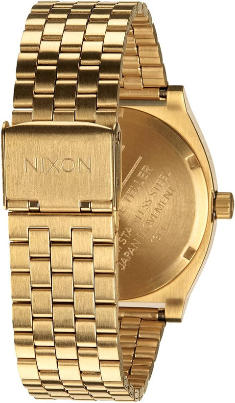 NIXON Time Teller A045 - All Gold / Gold - 100m Water Resistant Men's Analog Fashion Watch (37mm Watch Face, 19.5mm-18mm Stainless Steel Band) NIXON
