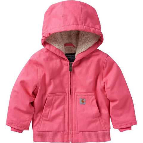 Carhartt Kid's CP9566 Canvas Insulated Hooded Active Jac - Girls - 4 Toddler - Pink Lemonade