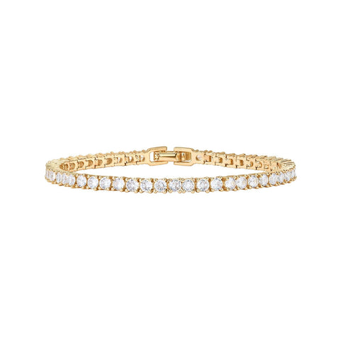 PAVOI 14K Gold Plated 3mm Cubic Zirconia Classic Tennis Bracelet | Gold Bracelets for Women | Size 6.5-7.5 Inch PAVOI