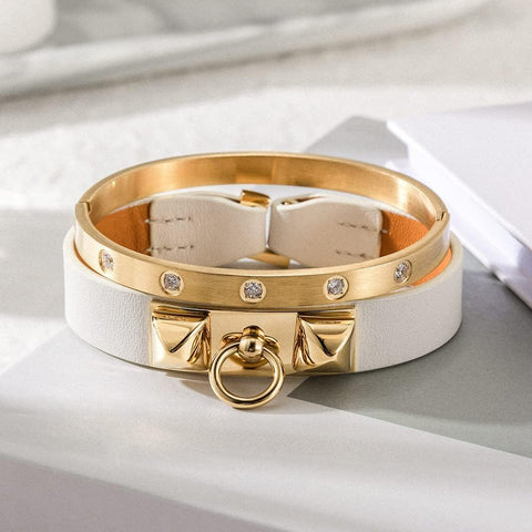 WISTIC Diamond Crystal Minimalism Cuff Bangle for Women Jewelry for Girls Clasp Wristband Touch of Luxury Polished Chunky Couples Friendship Bracelets (Gold) WISTIC