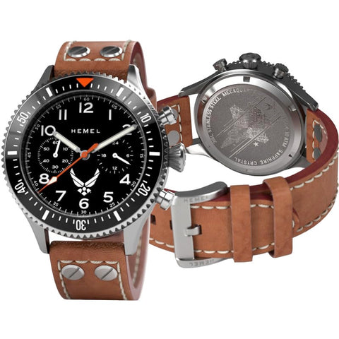 Hemel Hybrid Mechanical/Quartz Watch for Men - The Watches HFT20 USAF Special Edition w/ VK64 Meca Quartz Movement & 316L Stainless Steel Case - Luxury Mens Analog Watches, Mach Speed Hemel