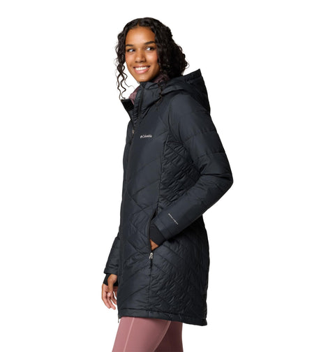 Columbia Womens Heavenly Long Hooded Puffer Jacket, Black, Large Columbia