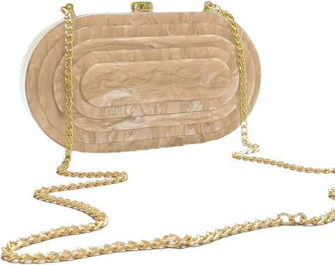 GSYPS Acrylic Clutch Purse Marbled Evening Handags Elegant Shoulder Bag for Wedding Cocktail Party Prom C-Champagne GSYPS
