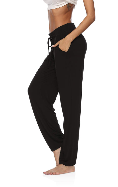 DIBAOLONG Womens Yoga Pants Wide Leg Comfy Drawstring Loose Straight Lounge Running Workout Legging A1-Black L DIBAOLONG
