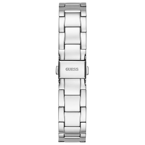 GUESS Ladies Trend Clear 36mm Watch – Glitz Dial with Silver-Tone Stainless Steel Case & Bracelet GUESS