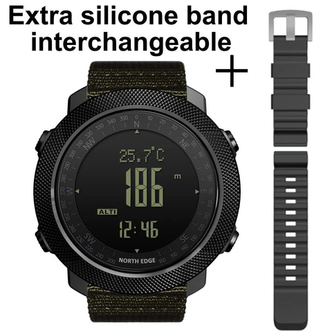 North Edge Apache Tactical Sports Watches for Men , Outdoor Survival Military Compass Rock Solid Digital Watches with Durable Band, Steps Tracker Pedometer Calories (Green)… NORTH EDGE