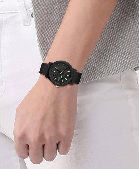 Lacoste 12.12 Women's Quartz Plastic and Silicone Strap Watch, Color: Black (Model: 2001212) Lacoste
