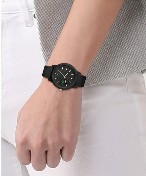 Lacoste 12.12 Women's Quartz Plastic and Silicone Strap Watch, Color: Black (Model: 2001212) Lacoste