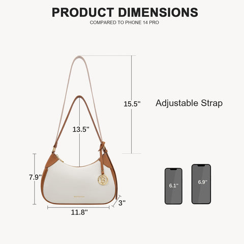 BOSTANTEN Small Purses for Women Trendy Cresent Shoulder Bag Hobo Handbags, Beige BOSTANTEN