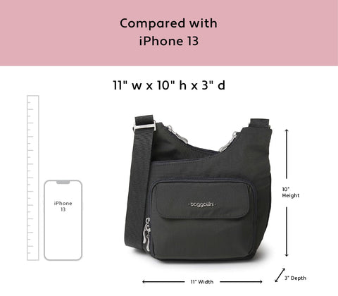 Baggallini Criss Cross Travel Crossbody Bag, Black, One Size Baggallini