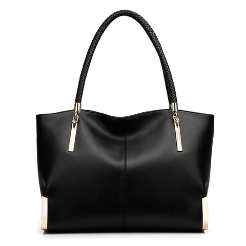 Leather Handbags for Women Leather Lady Large Top-handle Bag Satchel Handbags for Women, Genuine Leather Ladies Top-handle Shoulder Bag (Black) FOXLOVER