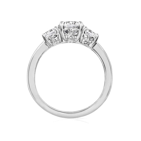 Amazon Essentials Platinum-Plated Sterling Silver Round 3-Stone Ring made with Infinite Elements Cubic Zirconia (2 cttw), Size 7 (previously Amazon Collection) Amazon Essentials
