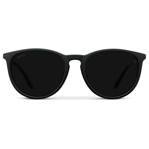 WearMe Pro Women's Round Sunglasses with Polarized UV Protection, Trendy Retro Designer Style (Gold Frame/Black Lens)