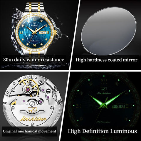 OLEVS Automatic Men's Watch Self-Winding Silver Gold Mechanical Business Luxury Formal Watch Stainless Steel Waterproof Luminous Date OLEVS