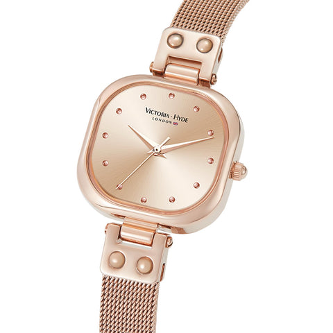 VICTORIA HYDE Dainty Women's Watch, Rectangle Watches for Women, Elegant Women's Wrist Watch, Ladies Watch with Stainless Steel Bracelet or Leather Band-Gold VICTORIA HYDE