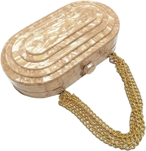 GSYPS Acrylic Clutch Purse Marbled Evening Handags Elegant Shoulder Bag for Wedding Cocktail Party Prom C-Champagne GSYPS