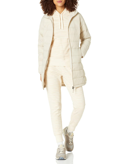 Amazon Essentials Women's Lightweight Full-Zip Water-Resistant Hooded Puffer Coat (Available in Plus Size), Stone, Small Amazon Essentials