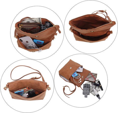 Gladdon Small Crossbody bags for Women Cross body Purse Shoulder Bag Brown