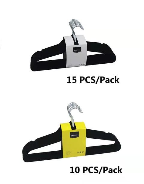 Amazon Basics Slim, Velvet, Non-Slip Suit Clothes Hangers, Pack of 50, Black Amazon Basics