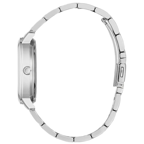 GUESS Ladies Trend Clear 36mm Watch – Glitz Dial with Silver-Tone Stainless Steel Case & Bracelet GUESS