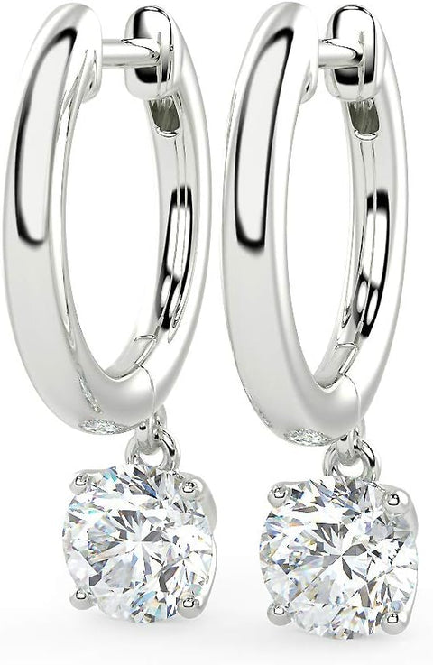 1/2 Carat Lab Grown Diamond Huggie Hoop Earrings for Women I 14k White Gold Earrings (G-H, VS1-VS2, 0.50 cttw) Dangling Drop Earrings I Brilliant Cut Diamond Hoops by Carbon Atelier Carbon Atelier