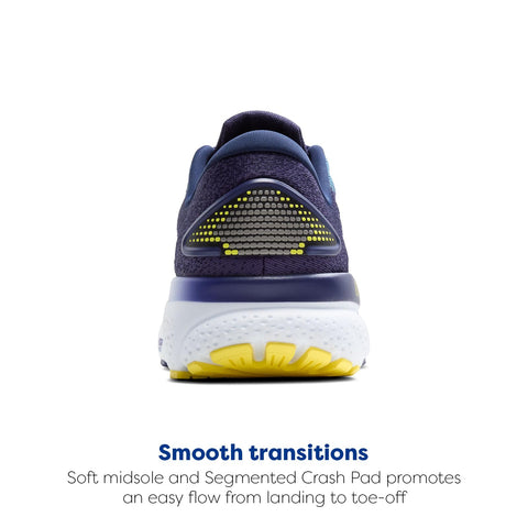 Brooks Men’s Ghost 16 Neutral Running Shoe - Blue/Bonnie Blue/Yellow - 10 Medium