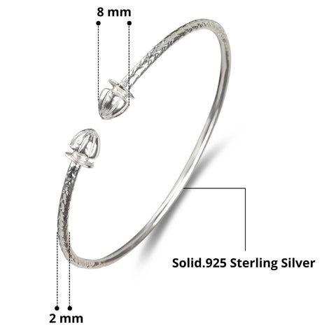 Better Jewelry Acorn .925 Sterling Silver West Indian Bangles (Pair) (MADE IN USA) Better Jewelry