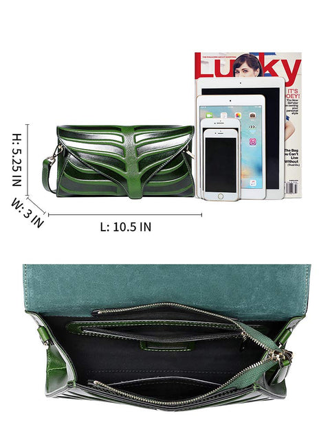 PIJUSHI Womens Designer Leaf Clutch Purse Leather Shoulder Crossbody Bag for Women (22290 Green) PIJUSHI