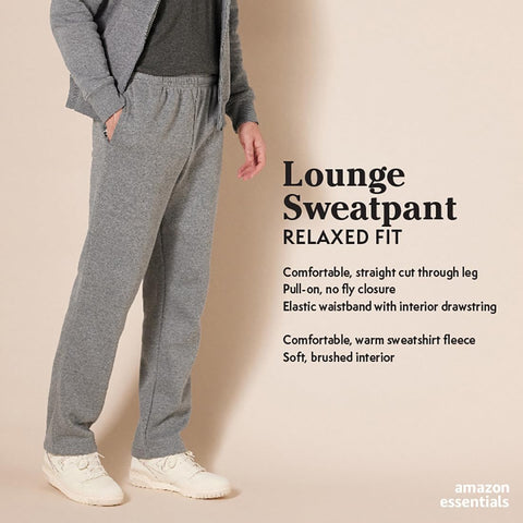 Amazon Essentials Men's Fleece Open Bottom Sweatpant (Available in Big & Tall), Charcoal Heather, X-Large