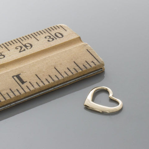 14k Yellow Gold Hearts Charm Slide Pendant, Mini Floating Heart