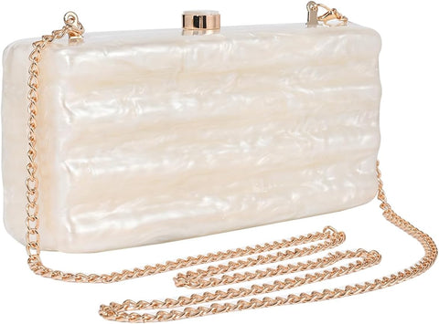 Ryxuzer Designer Handbags Clutch Purse, Mini Acrylic Shoulder Clubbing Outfits For Women Evening Clutch Pearl Phone Bag Ryxuzer