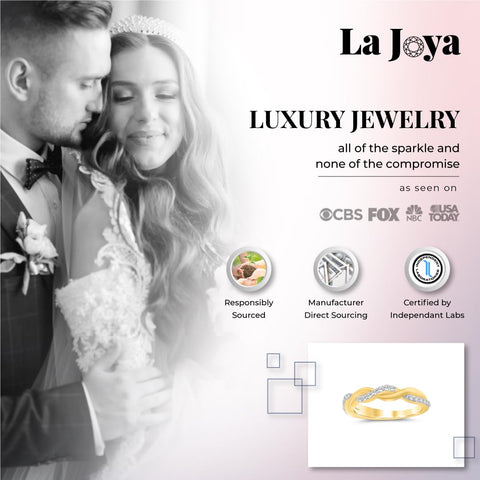 La Joya 1/4 CT. TW. Certified Women's Infinity Diamond Band Ring | Twisted Vine Inspired Real 10 K Yellow Gold Lab Grown Diamond Ring and Anniversary Band | Ring Size 5 La Joya