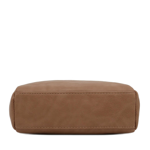 FashionPuzzle Small Triple Zip Crossbody Bag (Stone) FashionPuzzle