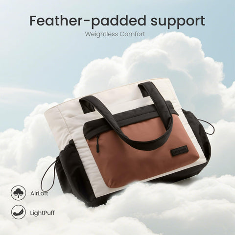 LOVEVOOK Tote Bag for Women, Puffer Work Tote with Zipper & Compartments, Travel bag Shoulder Handbag for Nurse Teacher Daily Use, Lightweight Large Totes Bag for Women