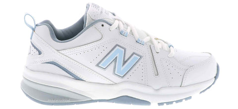 New Balance Women's 608 V5 Cross Trainer, White/Light Blue, 8.5 Wide