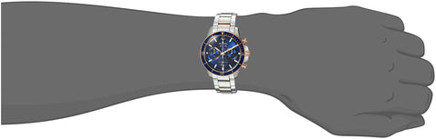 Bulova Men's Marine Star Series C Two-Tone Rose Gold Stainless Steel 6-Hand Chronograph Quartz Watch, Blue Dial Style: 98B301 Bulova