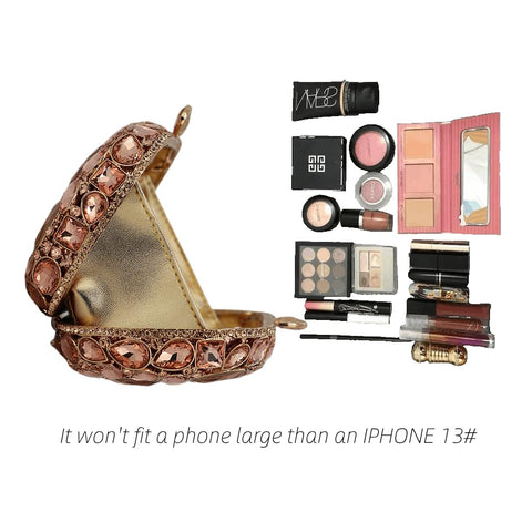 Rhinestone Crystal Clutch Purse for Women, Evening Wedding Formal Bag with Synthetic Agate Stones Clasp, Silver (champagne) Chaliwini