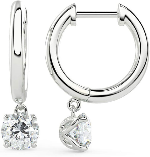 1/2 Carat Lab Grown Diamond Huggie Hoop Earrings for Women I 14k White Gold Earrings (G-H, VS1-VS2, 0.50 cttw) Dangling Drop Earrings I Brilliant Cut Diamond Hoops by Carbon Atelier Carbon Atelier
