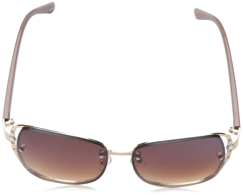 Rocawear womens R3284 Vented Metal UV Protective Rhinestone Square Sunglasses Gifts for Women with Flair 65 mm, Gold & Nude, mm US Rocawear